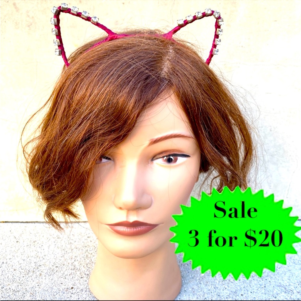 Urban Outfitters Cat ears headband rhinestone pink hair accessory kitty costume